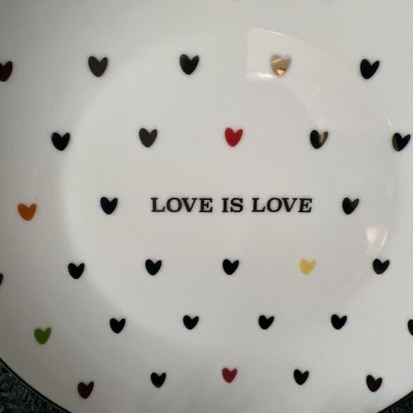 Williams Sonoma Pottery Barn West Elm Human Rights LOVE IS LOVE Heart Plate 7.5” - Picture 2 of 4